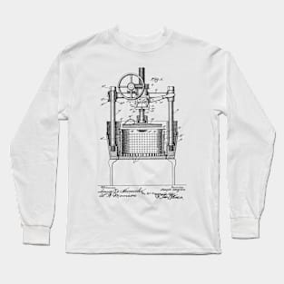 Wine Press Vintage Patent Hand Drawing Long Sleeve T-Shirt